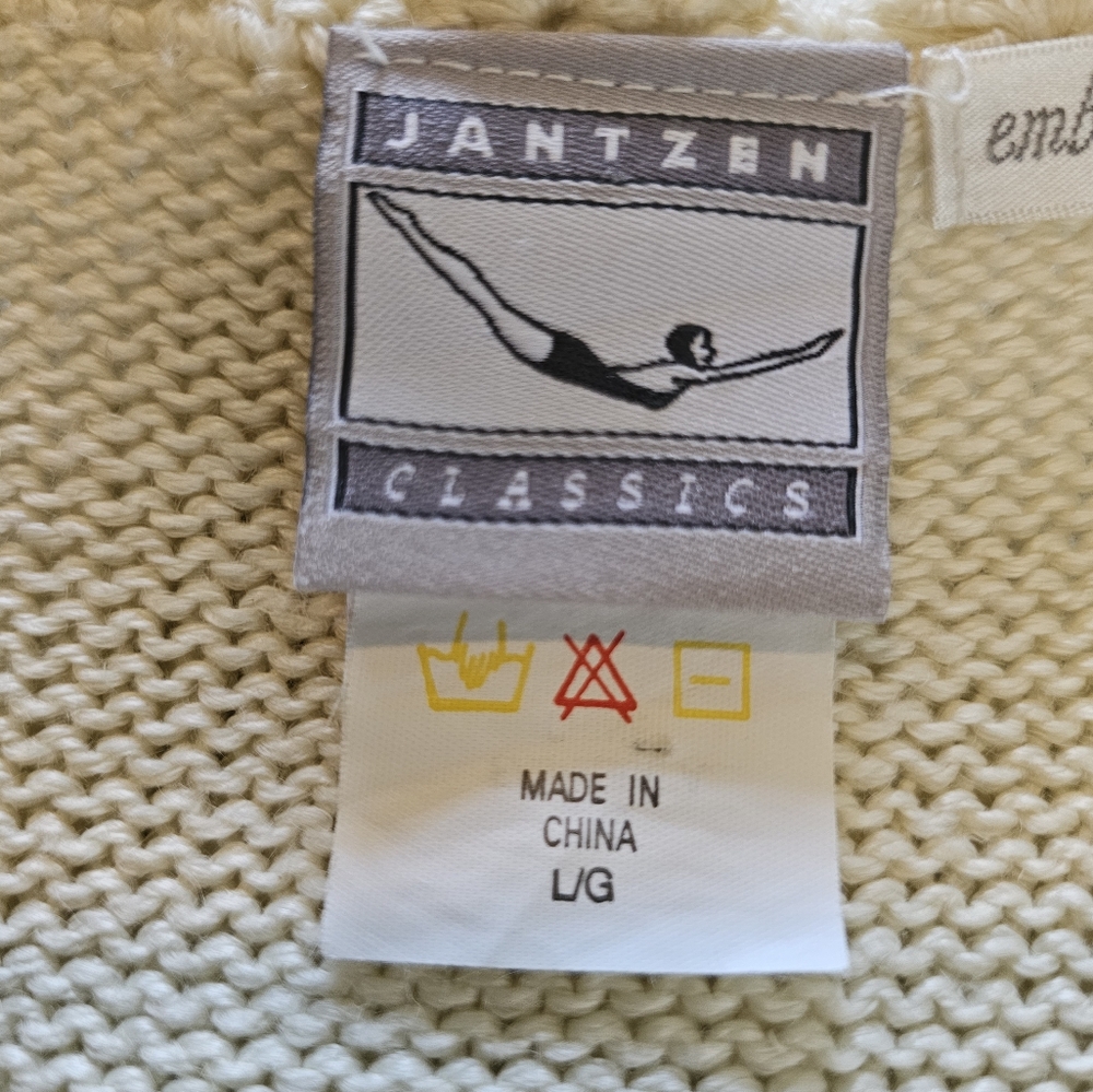 Jantzen Classic Women's Vintage Sweater Vest hand Embroidered Cream Floral Sz L - Picture 14 of 16